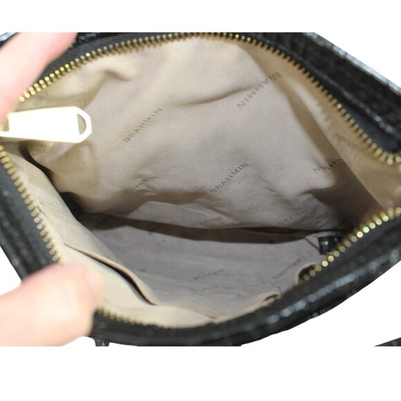 Brahmin Tilda Black Croc Embossed Leather Cross Body Satchel - Picture 9 of 9